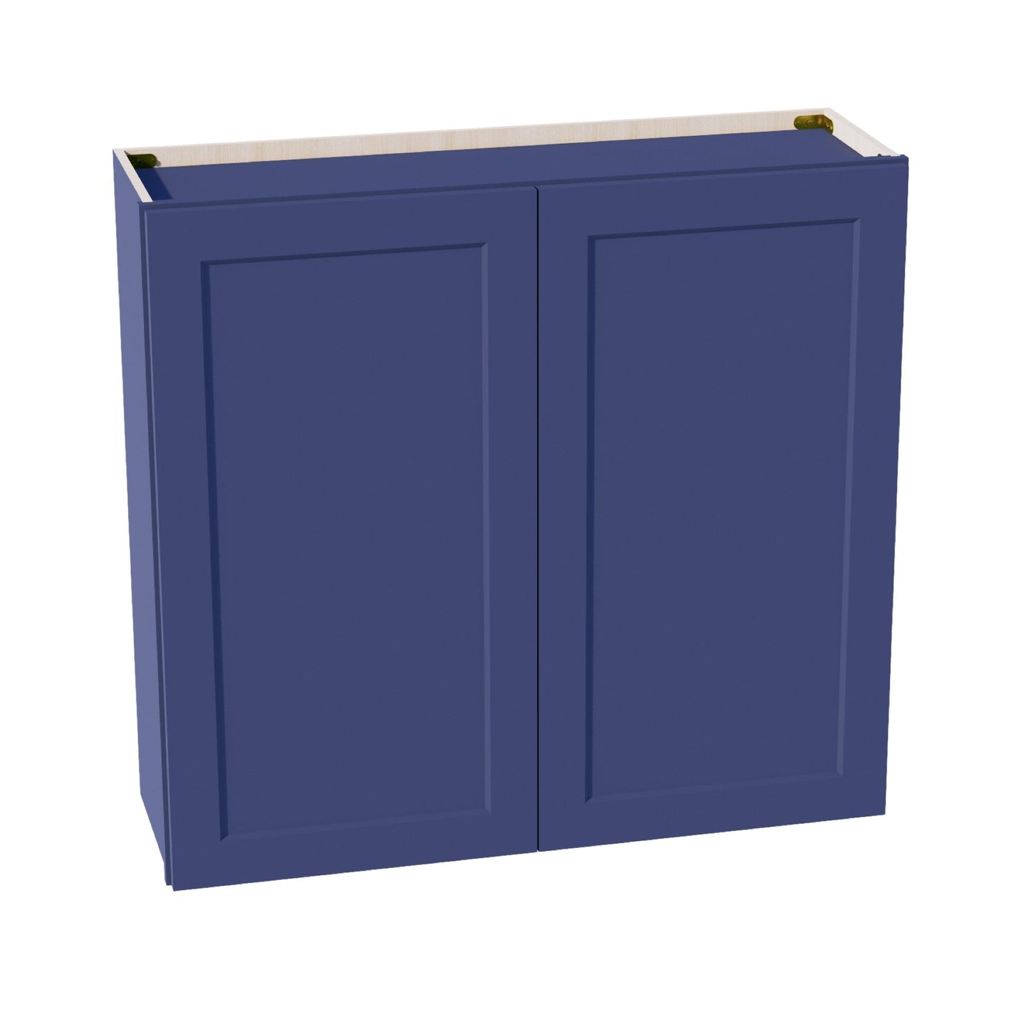 HB - W3936: Indigo Blue Shaker 39"W x 36"H 2 Doors & 2 Shelves Standard Wall Cabinet - NextCabinets
