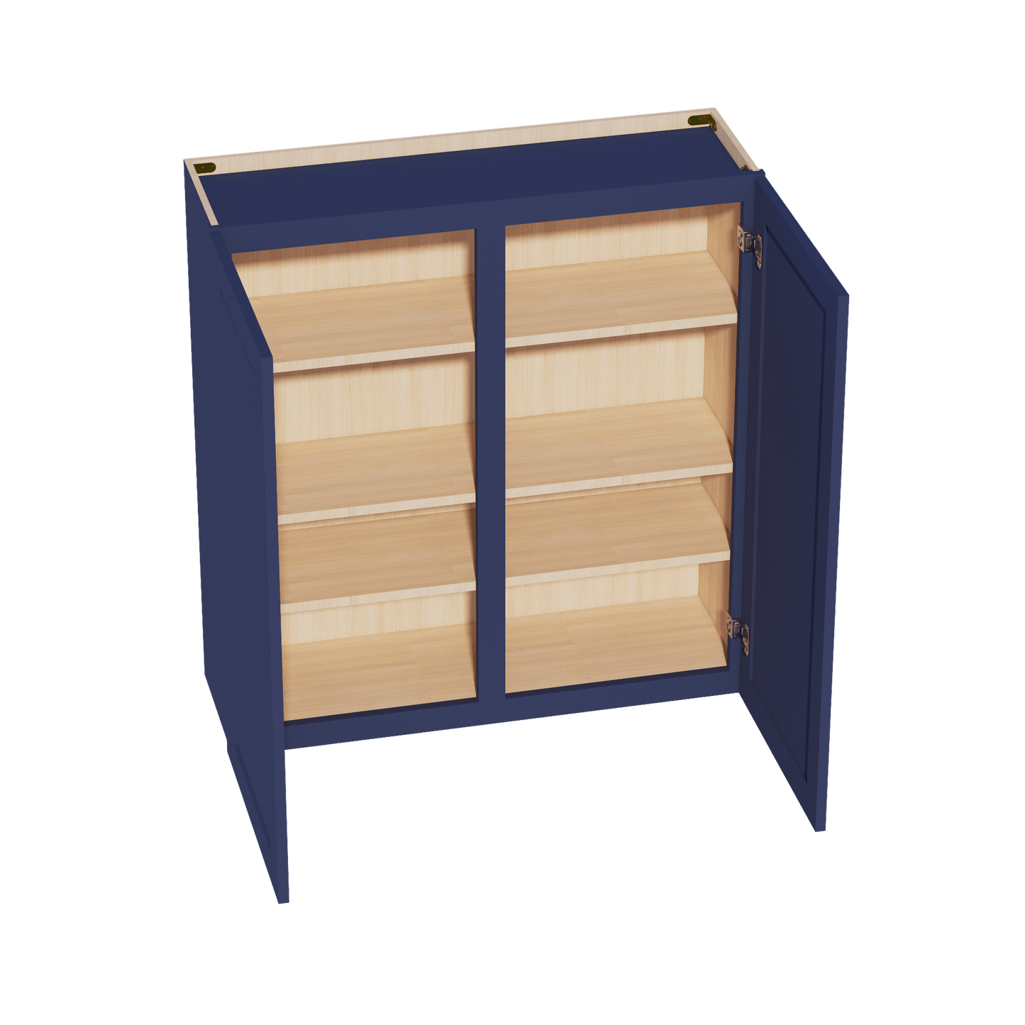 HB - W3942: Indigo Blue Shaker 39"W x 42"H 2 Doors & 3 Shelves Standard Wall Cabinet - NextCabinets
