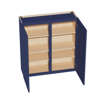 HB - W3942: Indigo Blue Shaker 39"W x 42"H 2 Doors & 3 Shelves Standard Wall Cabinet - NextCabinets