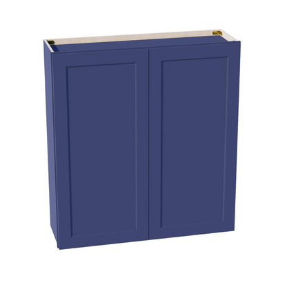 HB - W3942: Indigo Blue Shaker 39"W x 42"H 2 Doors & 3 Shelves Standard Wall Cabinet - NextCabinets