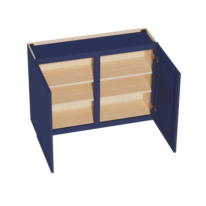HB - W4230: Indigo Blue Shaker 42"W x 30"H 2 Doors & 2 Shelves Standard Wall Cabinet - NextCabinets
