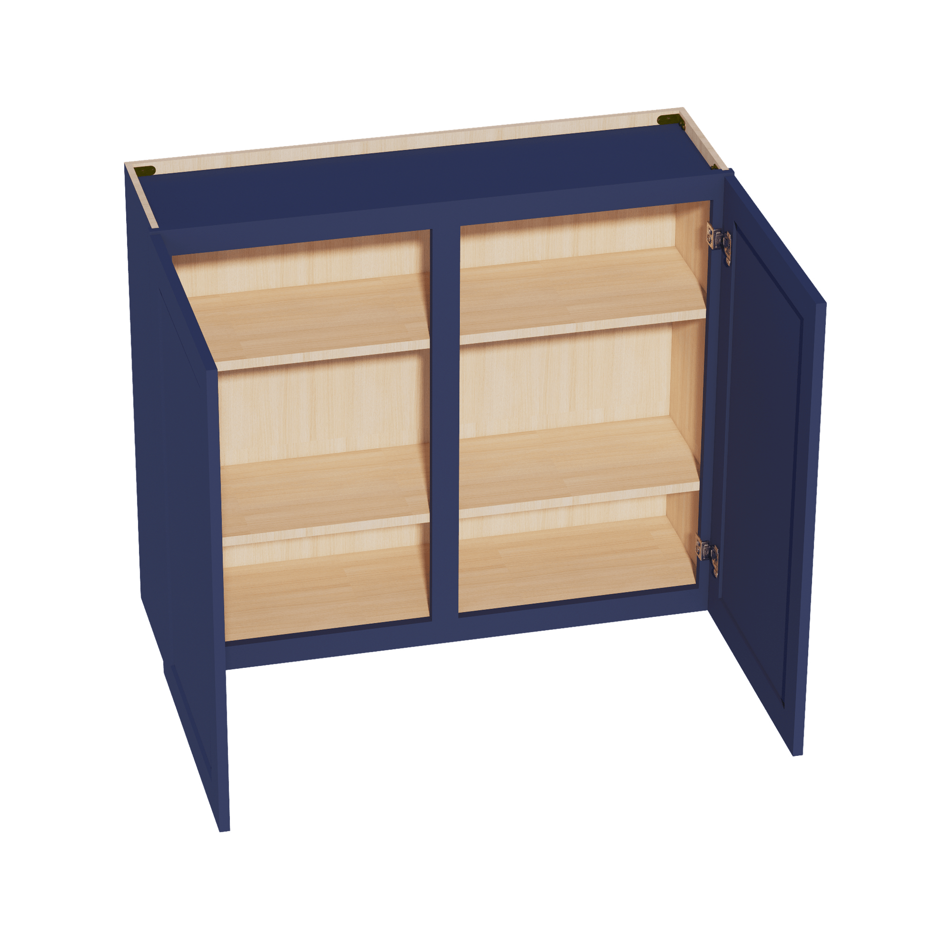 HB - W4236: Indigo Blue Shaker 42"W x 36"H 2 Doors & 2 Shelves Standard Wall Cabinet - NextCabinets
