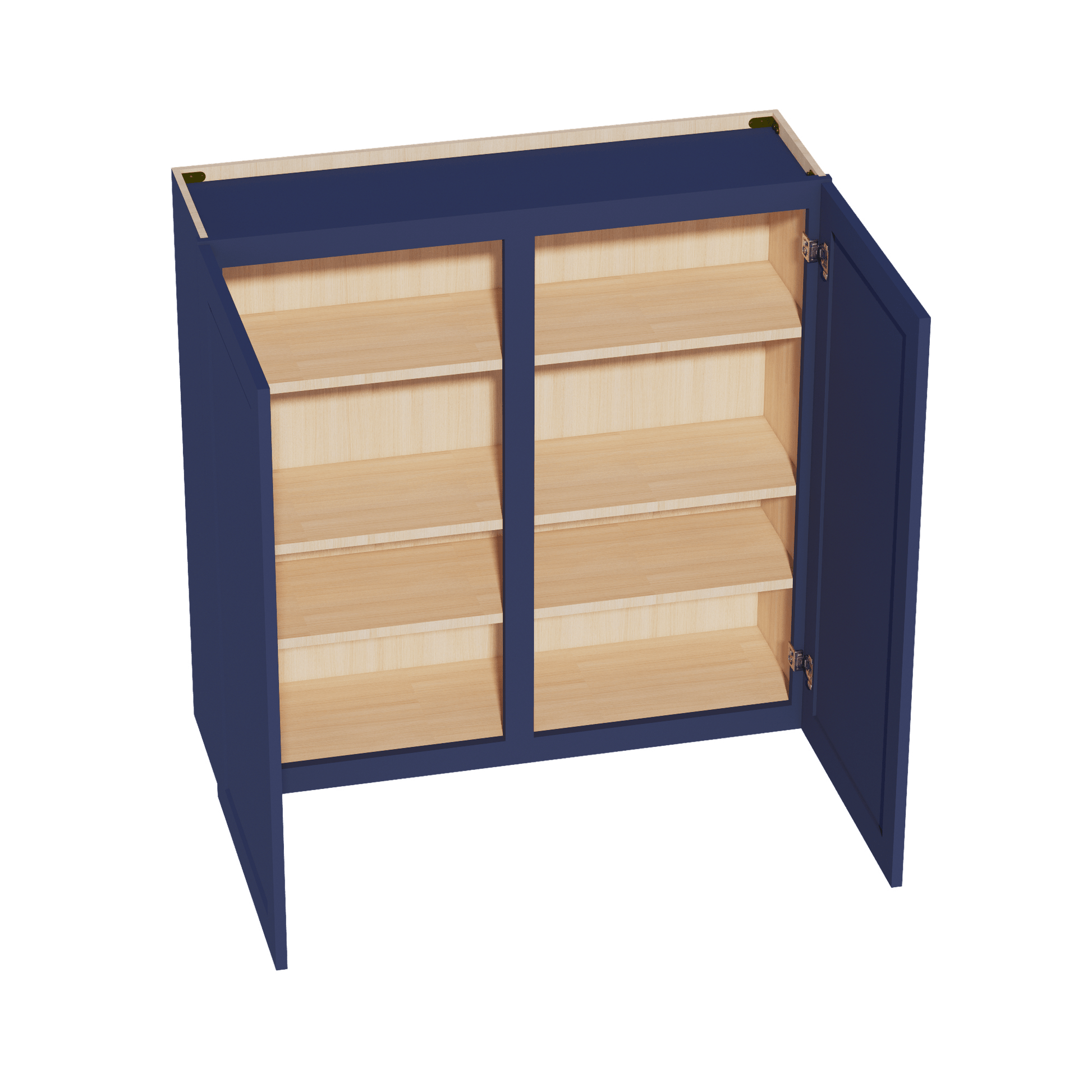 HB - W4242: Indigo Blue Shaker 42"W x 42"H 2 Doors & 3 Shelves Standard Wall Cabinet - NextCabinets