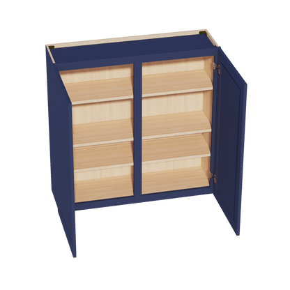 HB - W4242: Indigo Blue Shaker 42"W x 42"H 2 Doors & 3 Shelves Standard Wall Cabinet - NextCabinets