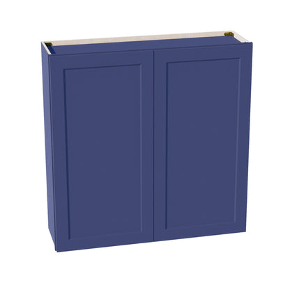 HB - W4242: Indigo Blue Shaker 42"W x 42"H 2 Doors & 3 Shelves Standard Wall Cabinet - NextCabinets