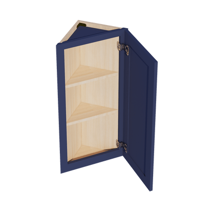 HB - WAE1236: Indigo Blue Shaker 12"W x 36"H x 12"D 1 Door & 2 Shelves Wall Angle End Cabinet - NextCabinets