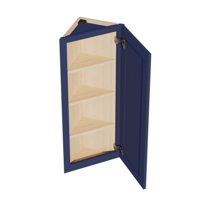 HB - WAE1242: Indigo Blue Shaker 12"W x 42"H x 12"D 1 Door & 3 Shelves Wall Angle End Cabinet - NextCabinets