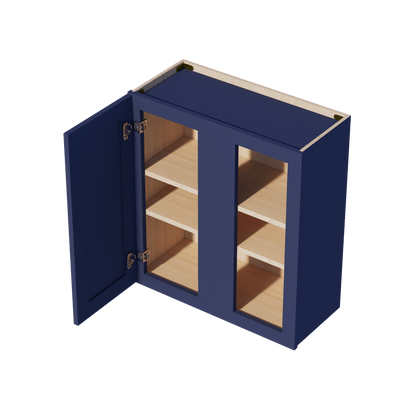 HB - WBC2730: Indigo Blue Shaker 27"W x 30"H 1 Door & 2 Shelves Wall Blind Corner Cabinets - NextCabinets