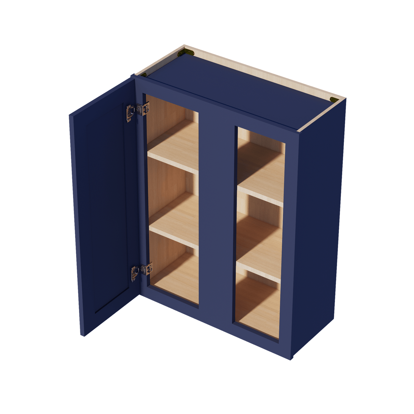 HB - WBC2736: Indigo Blue Shaker 27"W x 36"H 1 Door & 2 Shelves Wall Blind Corner Cabinets - NextCabinets