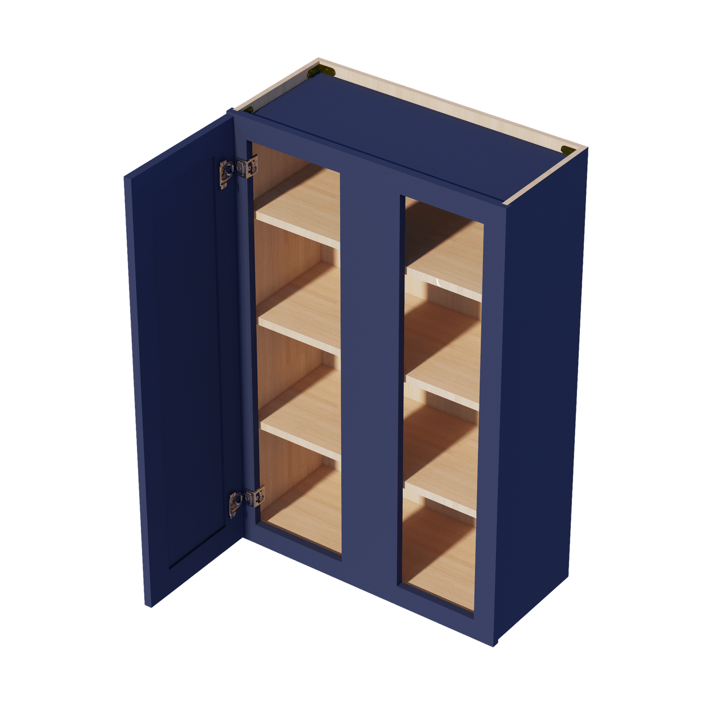 HB - WBC2742: Indigo Blue Shaker 27"W x 42"H 1 Door & 2 Shelves Wall Blind Corner Cabinets - NextCabinets