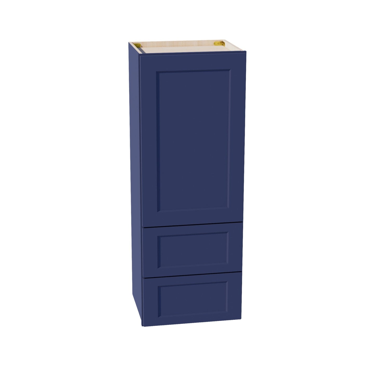 HB - WD1848: Indigo Blue Shaker 18"W x 48"H 1 Door & 2 Drawers Special Wall Cabinet - NextCabinets