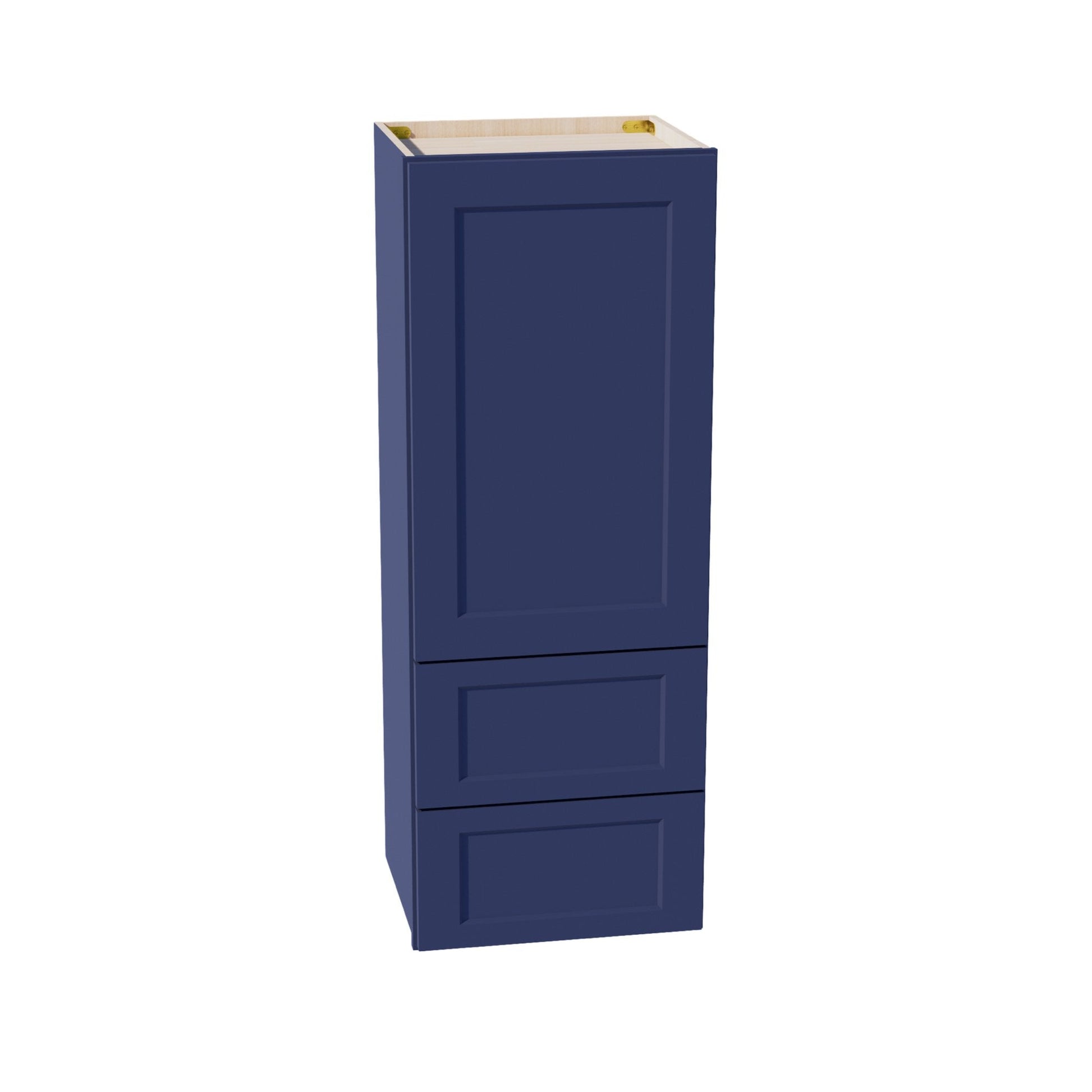 HB - WD1848: Indigo Blue Shaker 18"W x 48"H 1 Door & 2 Drawers Special Wall Cabinet - NextCabinets