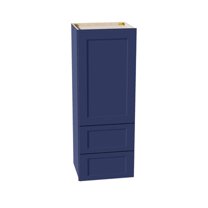 HB - WD1848: Indigo Blue Shaker 18"W x 48"H 1 Door & 2 Drawers Special Wall Cabinet - NextCabinets