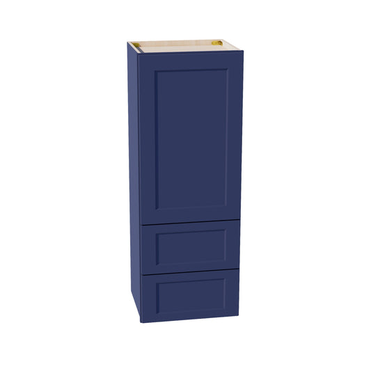HB - WD1848: Indigo Blue Shaker 18"W x 48"H 1 Door & 2 Drawers Special Wall Cabinet - NextCabinets