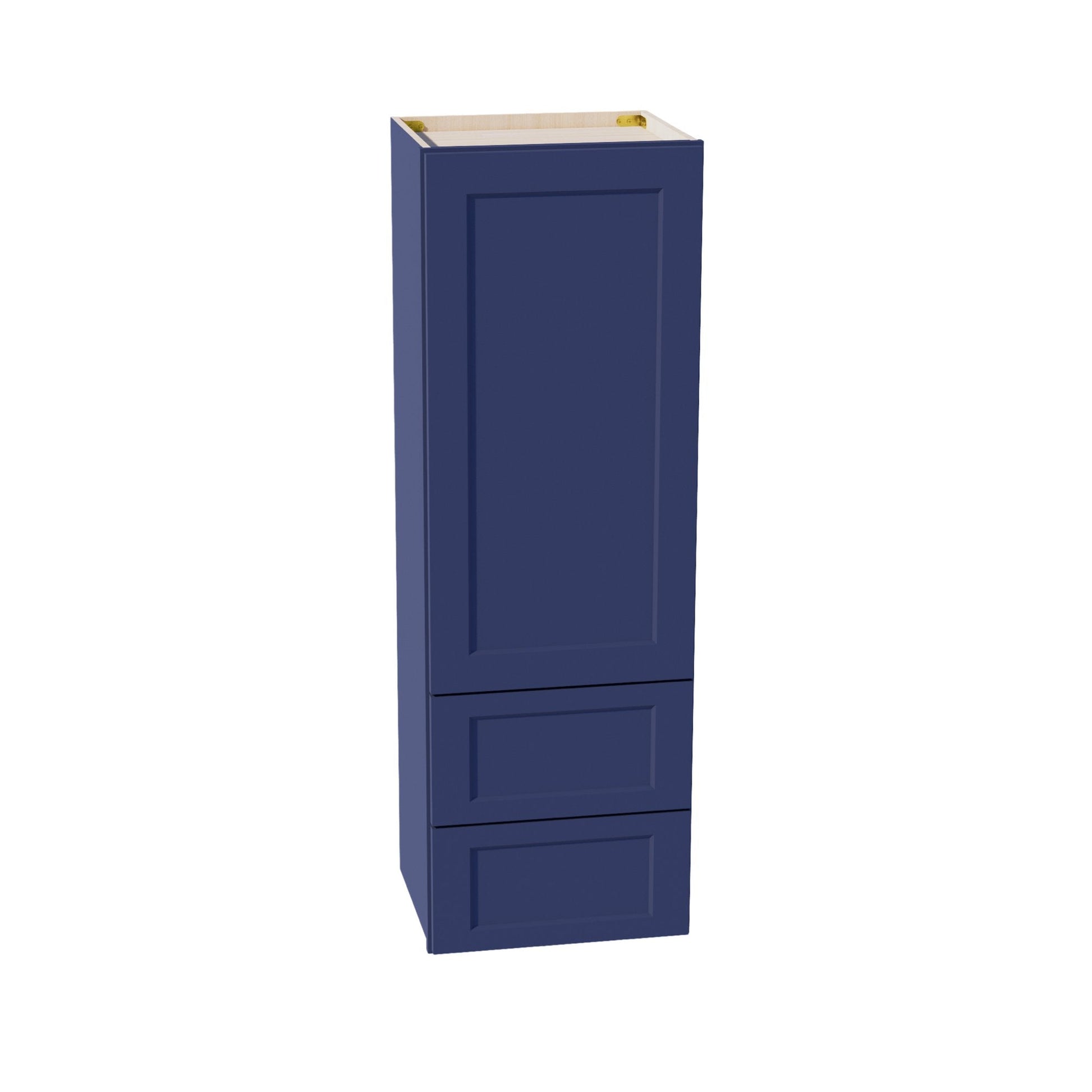 HB - WD1854: Indigo Blue Shaker 18"W x 54"H 1 Door & 2 Drawers Special Wall Cabinet - NextCabinets