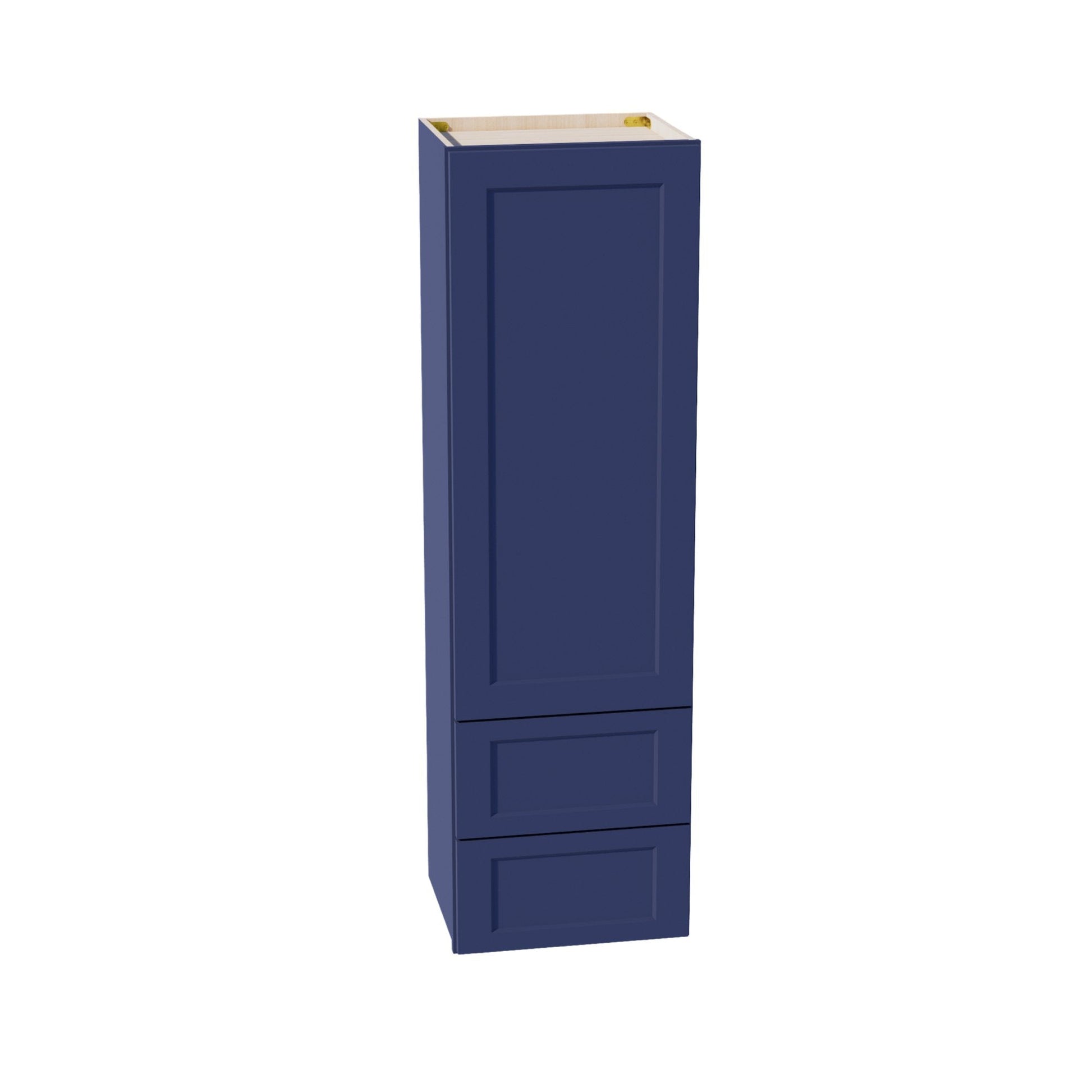 HB - WD1860: Indigo Blue Shaker 18"W x 60"H 1 Door & 2 Drawers Special Wall Cabinet - NextCabinets