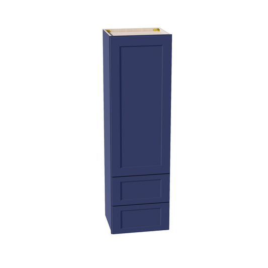 HB - WD1860: Indigo Blue Shaker 18"W x 60"H 1 Door & 2 Drawers Special Wall Cabinet - NextCabinets