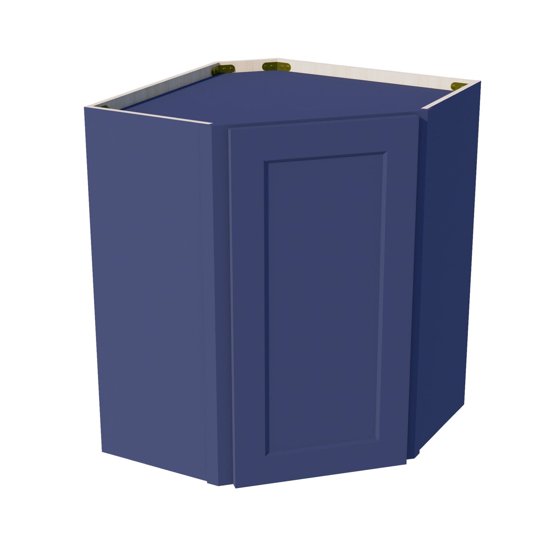 HB - WDC2430: Indigo Blue Shaker 24"W x 30"H 1 Door & 2 Shelves Diagonal Wall Corner Cabinet - NextCabinets