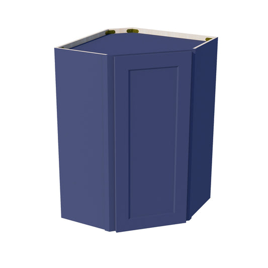 HB - WDC2436: Indigo Blue Shaker 24"W x 36"H 1 Door & 2 Shelves Diagonal Wall Corner Cabinet - NextCabinets