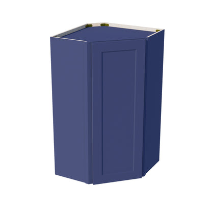 HB - WDC2442: Indigo Blue Shaker 24"W x 42"H 1 Door & 2 Shelves Diagonal Wall Corner Cabinet - NextCabinets