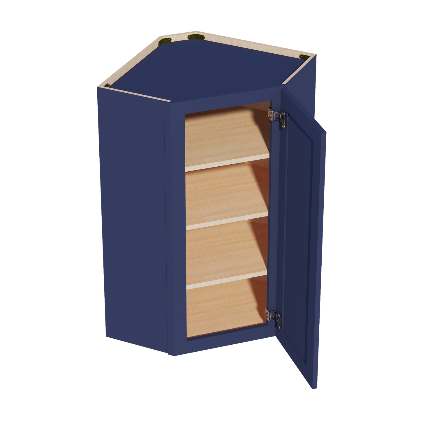 HB - WDC2442: Indigo Blue Shaker 24"W x 42"H 1 Door & 2 Shelves Diagonal Wall Corner Cabinet - NextCabinets