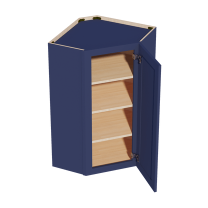 HB - WDC2442: Indigo Blue Shaker 24"W x 42"H 1 Door & 2 Shelves Diagonal Wall Corner Cabinet - NextCabinets