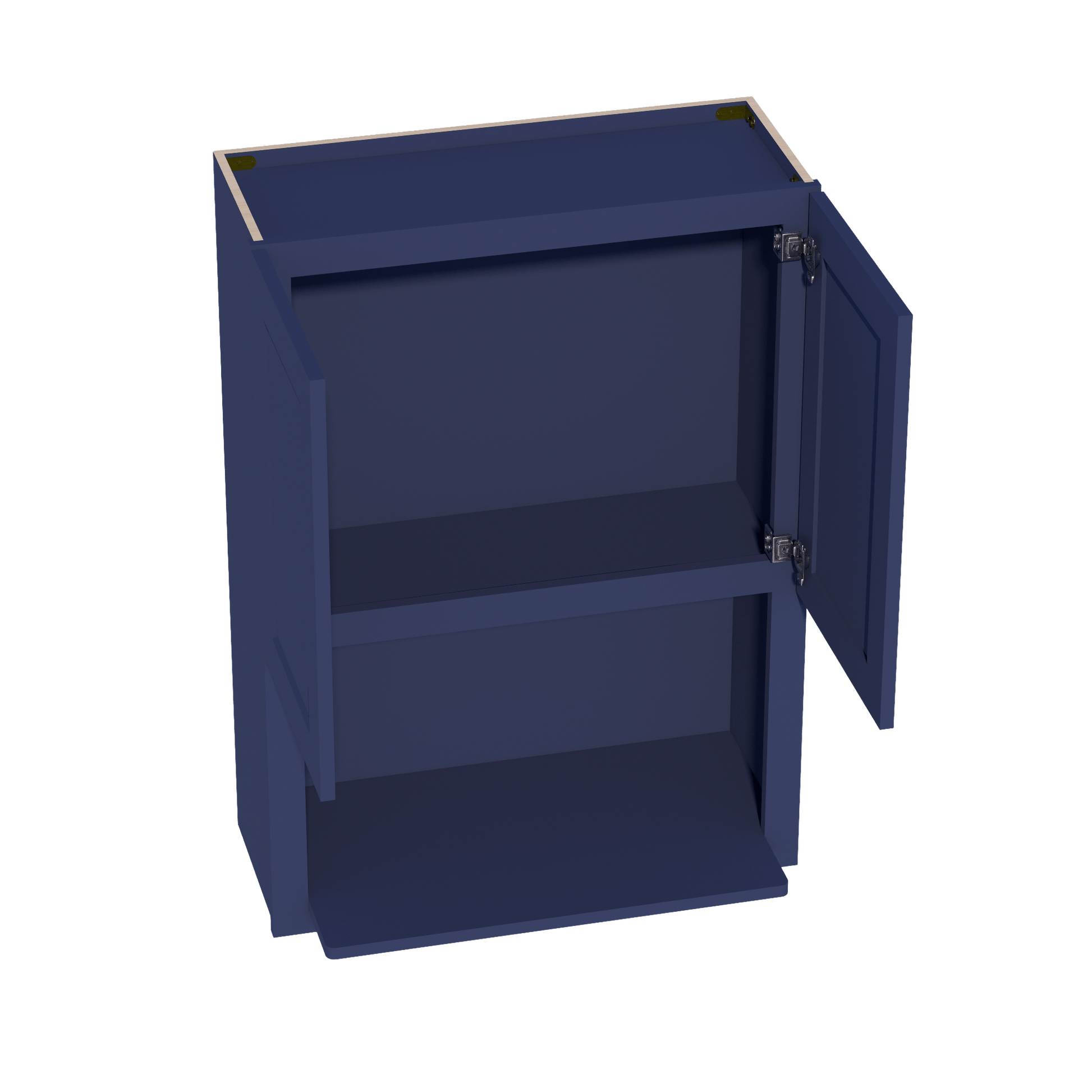 HB - WM3042: Indigo Blue Shaker 30"W x 42"H 2 Door & 1 Shelf Wall Built - in Microwave Cabinets - NextCabinets