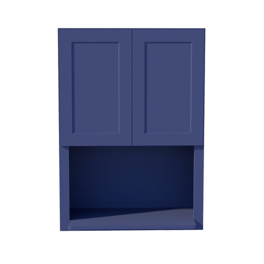 HB - WM3042: Indigo Blue Shaker 30"W x 42"H 2 Door & 1 Shelf Wall Built - in Microwave Cabinets - NextCabinets