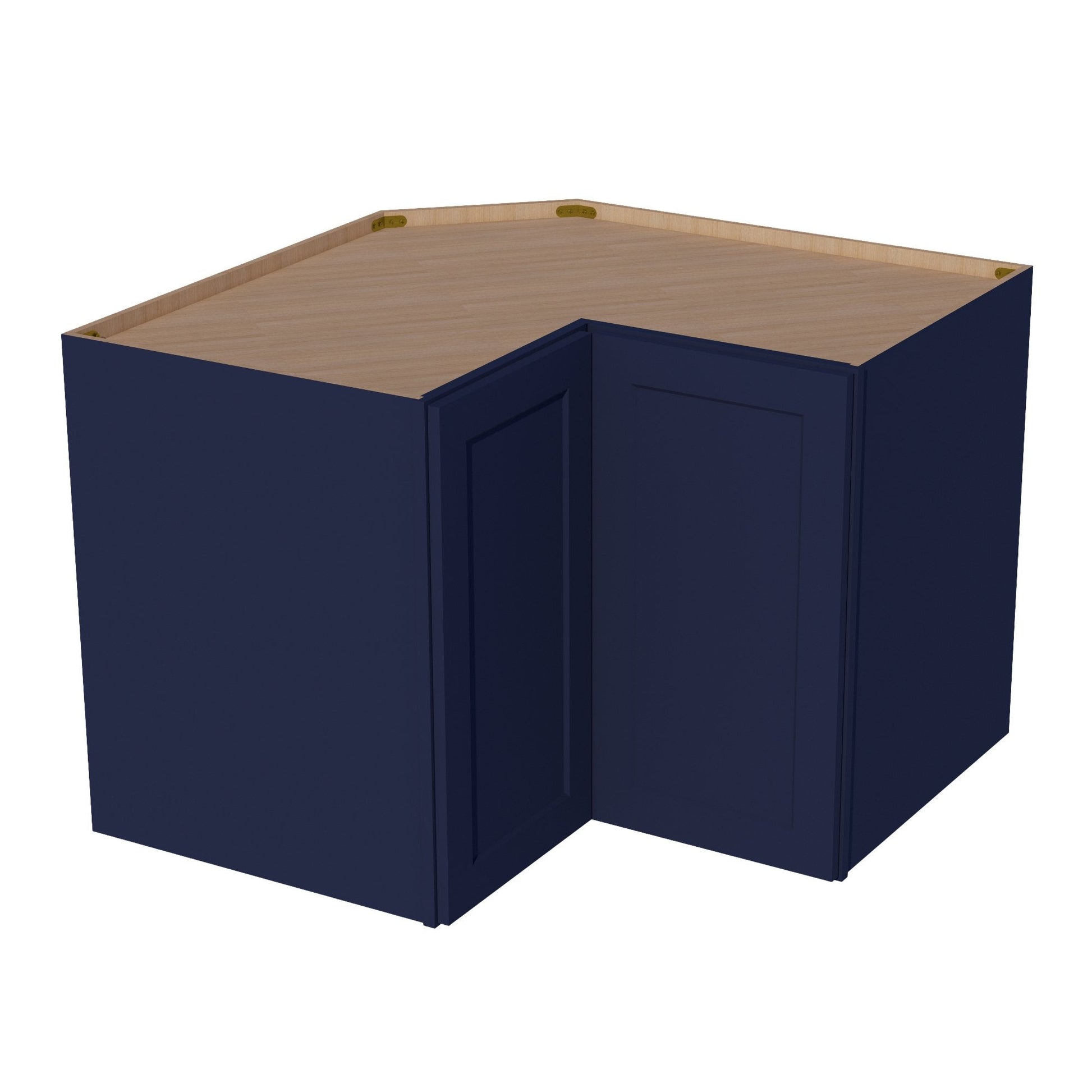 HB - WPC2430: Indigo Blue Shaker 24"W x 30"H 1 Door & 2 Shelves Pie Cut Wall Corner Cabinet - NextCabinets