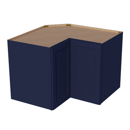 HB - WPC2430: Indigo Blue Shaker 24"W x 30"H 1 Door & 2 Shelves Pie Cut Wall Corner Cabinet - NextCabinets