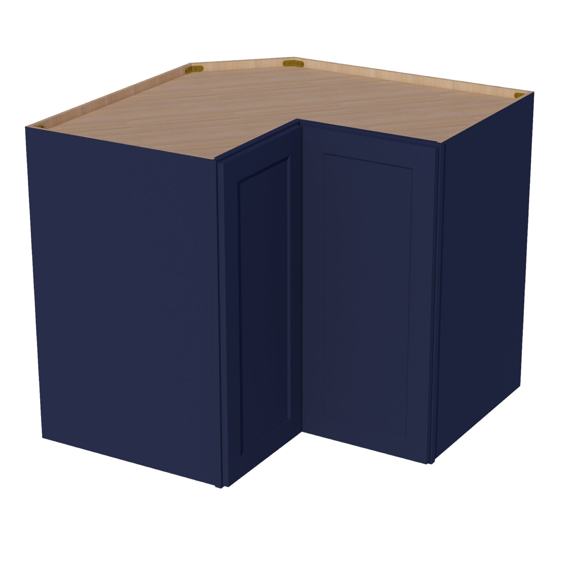 HB - WPC2436: Indigo Blue Shaker 24"W x 36"H 1 Door & 2 Shelves Pie Cut Wall Corner Cabinet - NextCabinets