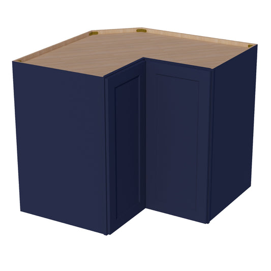 HB - WPC2436: Indigo Blue Shaker 24"W x 36"H 1 Door & 2 Shelves Pie Cut Wall Corner Cabinet - NextCabinets