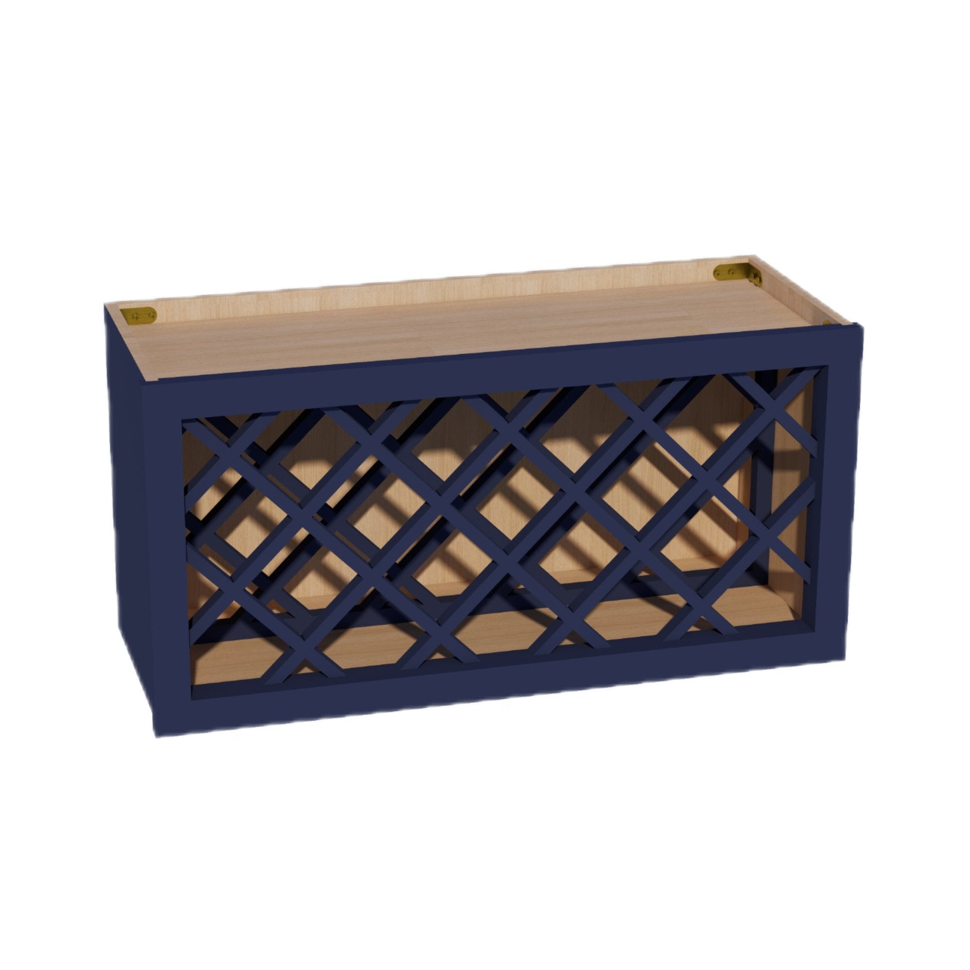 HB - WR3015: Indigo Blue Shaker 30"W x 15"H x 12"D Wall Wine Rack Incl. Shelf - NextCabinets