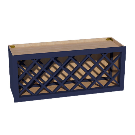HB - WR3615: Indigo Blue Shaker 36"W x 15"H x 12"D Wall Wine Rack Incl. Shelf - NextCabinets