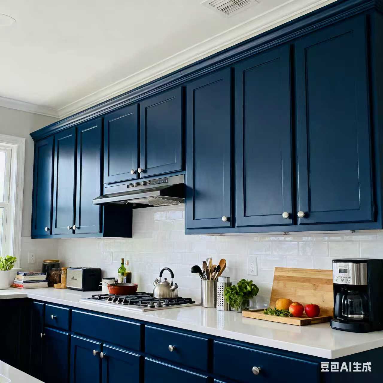 Navy Blue Microwave Base Cabinet - 30"W