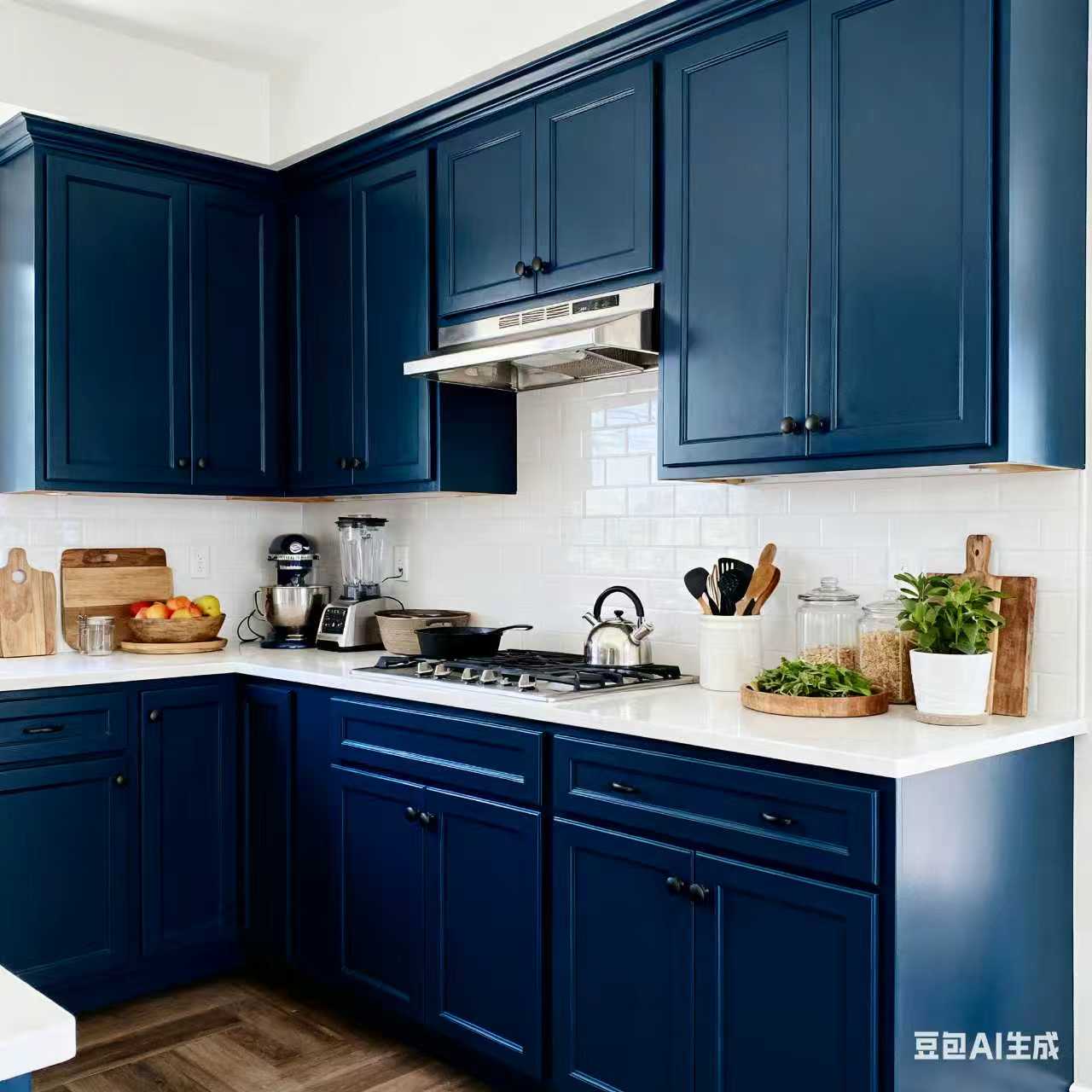 Navy Blue Standard Wall Cabinet - 15"W x 42"H