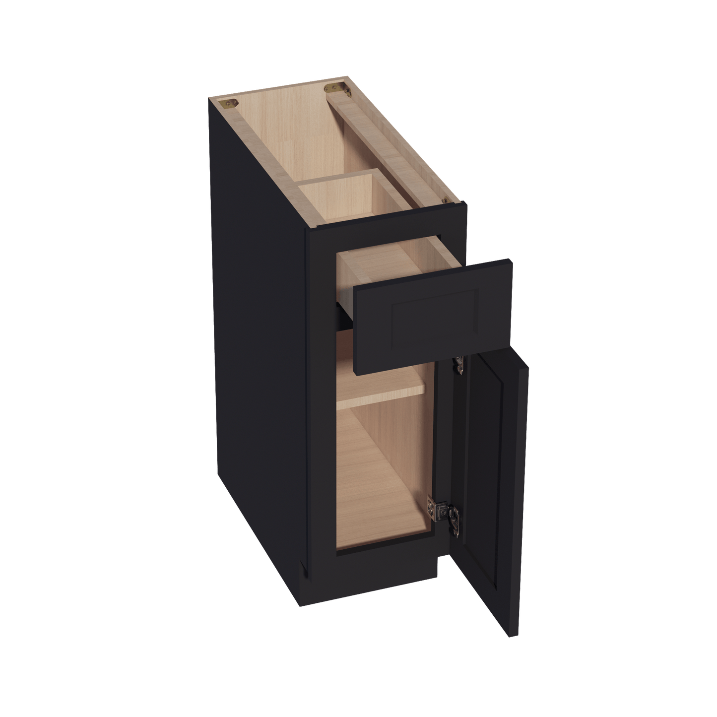 HE - B12: Ebony Black Shaker 12" 1 Drawer 1 Door Standard Base Cabinet - NextCabinets