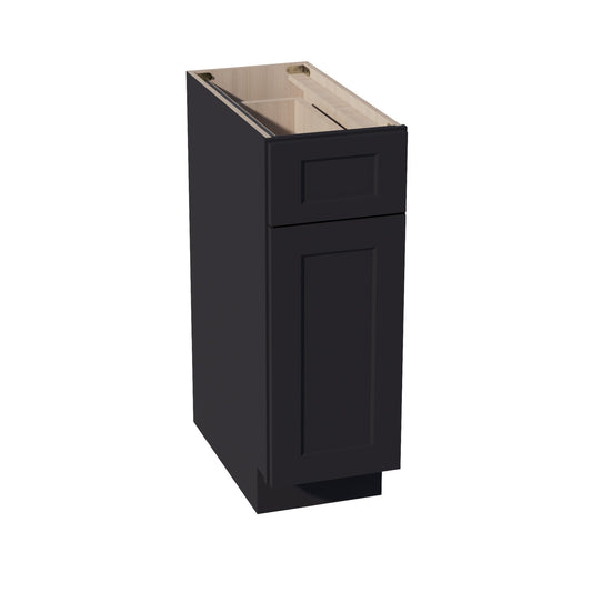 HE - B12: Ebony Black Shaker 12" 1 Drawer 1 Door Standard Base Cabinet - NextCabinets