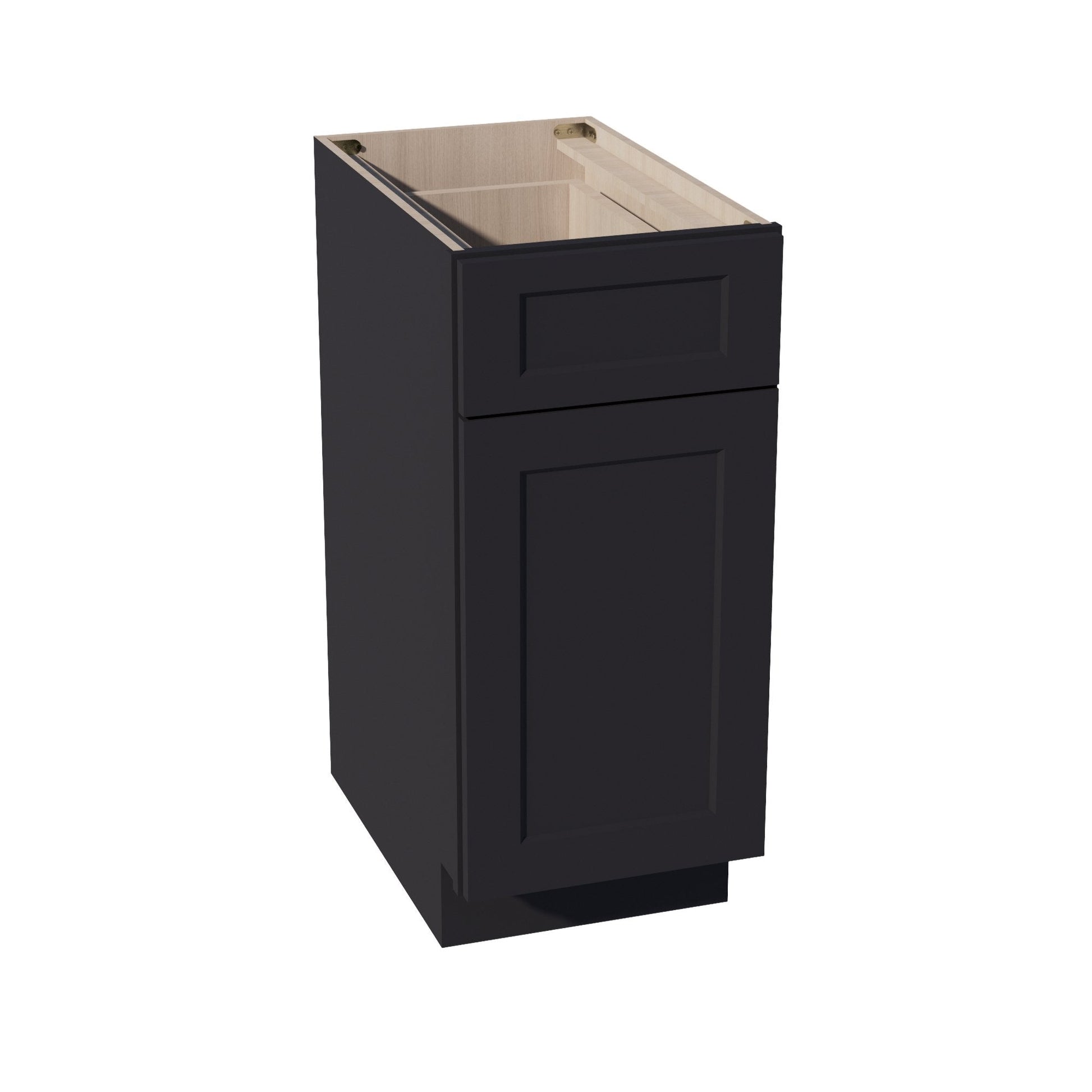 HE - B15: Ebony Black Shaker 15" 1 Drawer 1 Door Standard Base Cabinet - NextCabinets