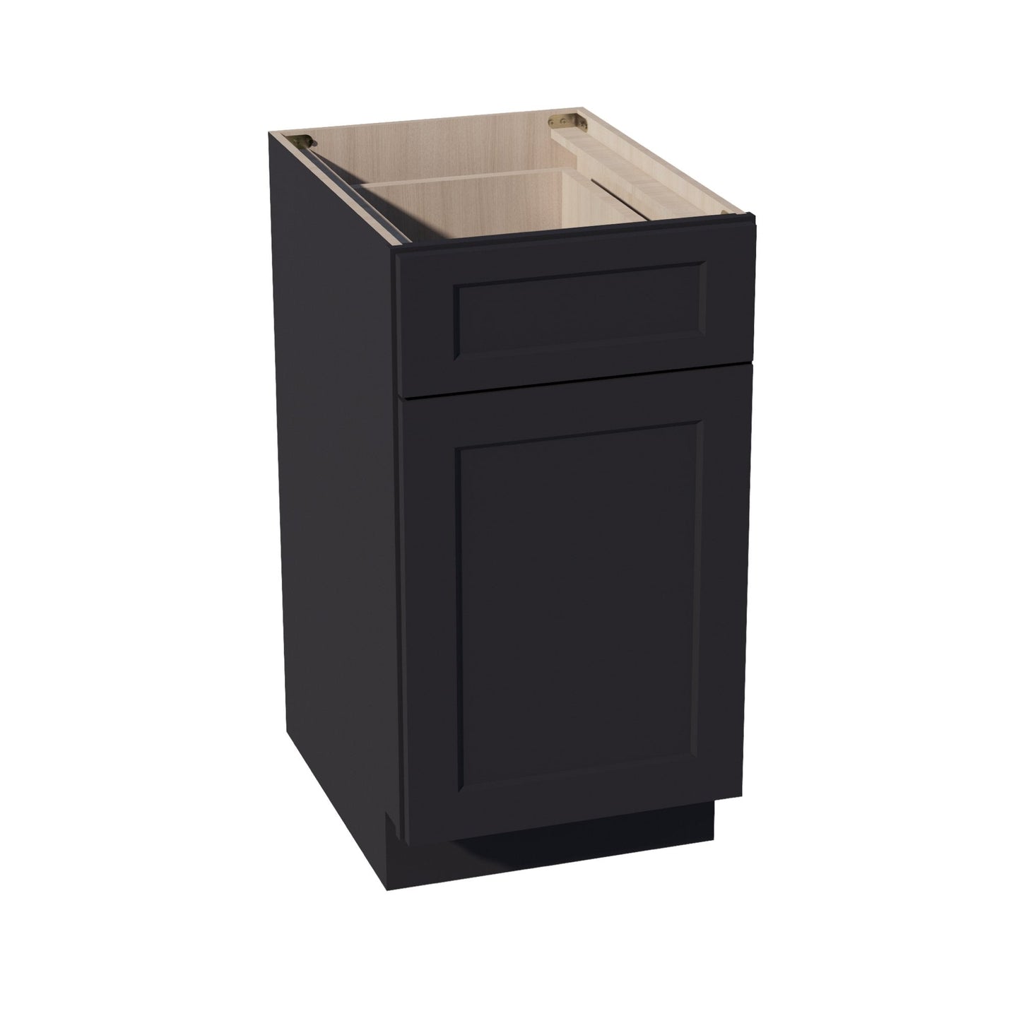 HE - B18: Ebony Black Shaker 18" 1 Drawer 1 Door Standard Base Cabinet - NextCabinets