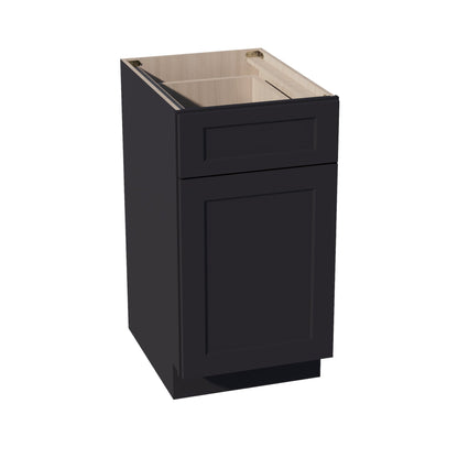 HE - B18: Ebony Black Shaker 18" 1 Drawer 1 Door Standard Base Cabinet - NextCabinets