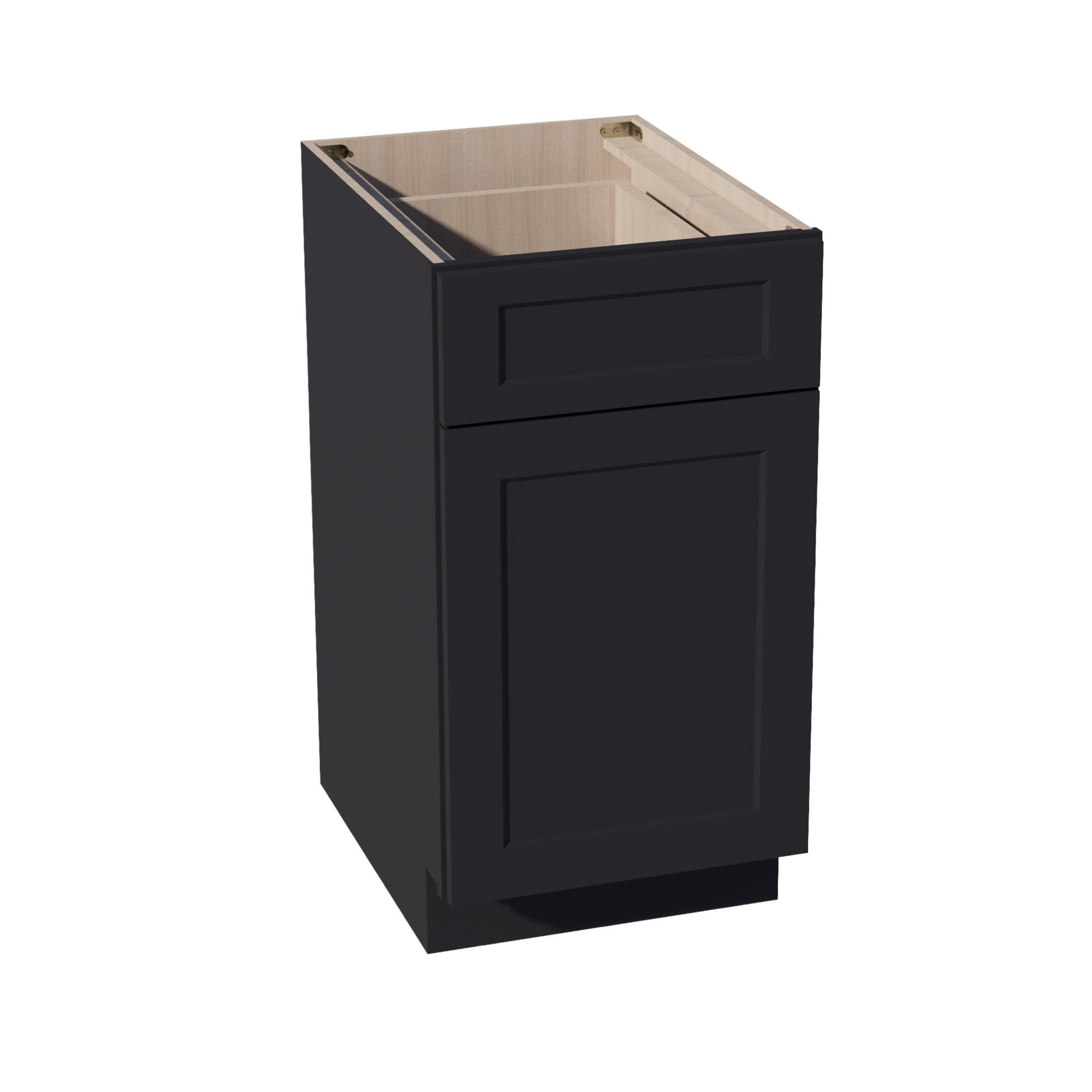 HE - B18TR: Ebony Black Shaker 18" 1 Drawer Trash Pull Out Base Cabinet - NextCabinets