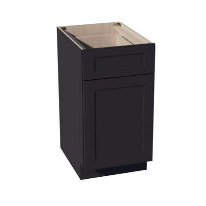 HE - B18TR: Ebony Black Shaker 18" 1 Drawer Trash Pull Out Base Cabinet - NextCabinets