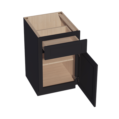 HE - B21: Ebony Black Shaker 21" 1 Drawer 1 Door Standard Base Cabinet - NextCabinets