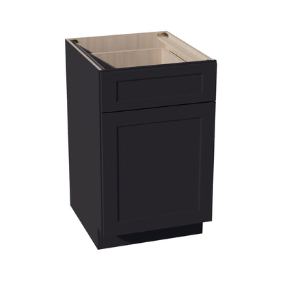 HE - B21: Ebony Black Shaker 21" 1 Drawer 1 Door Standard Base Cabinet - NextCabinets