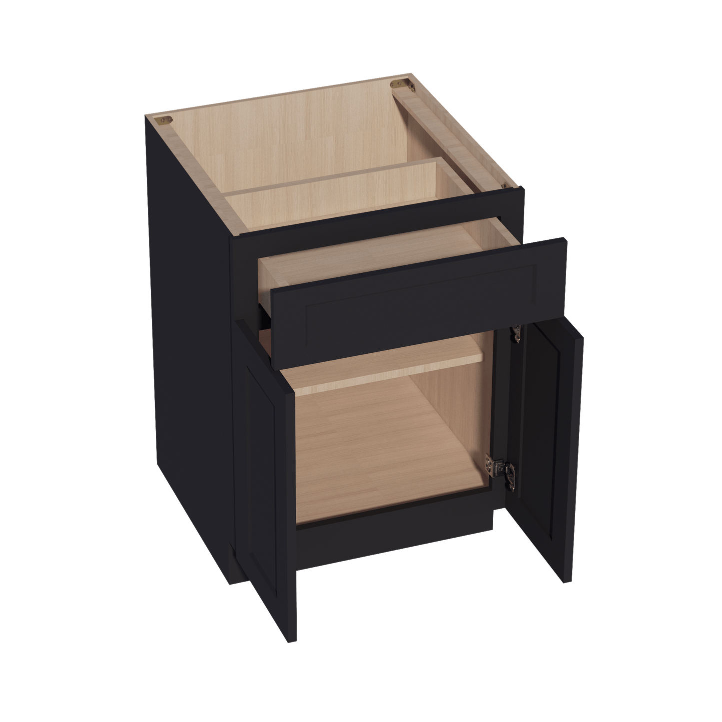 HE - B24: Ebony Black Shaker 24" 1 Drawer 2 Doors Standard Base Cabinet - NextCabinets