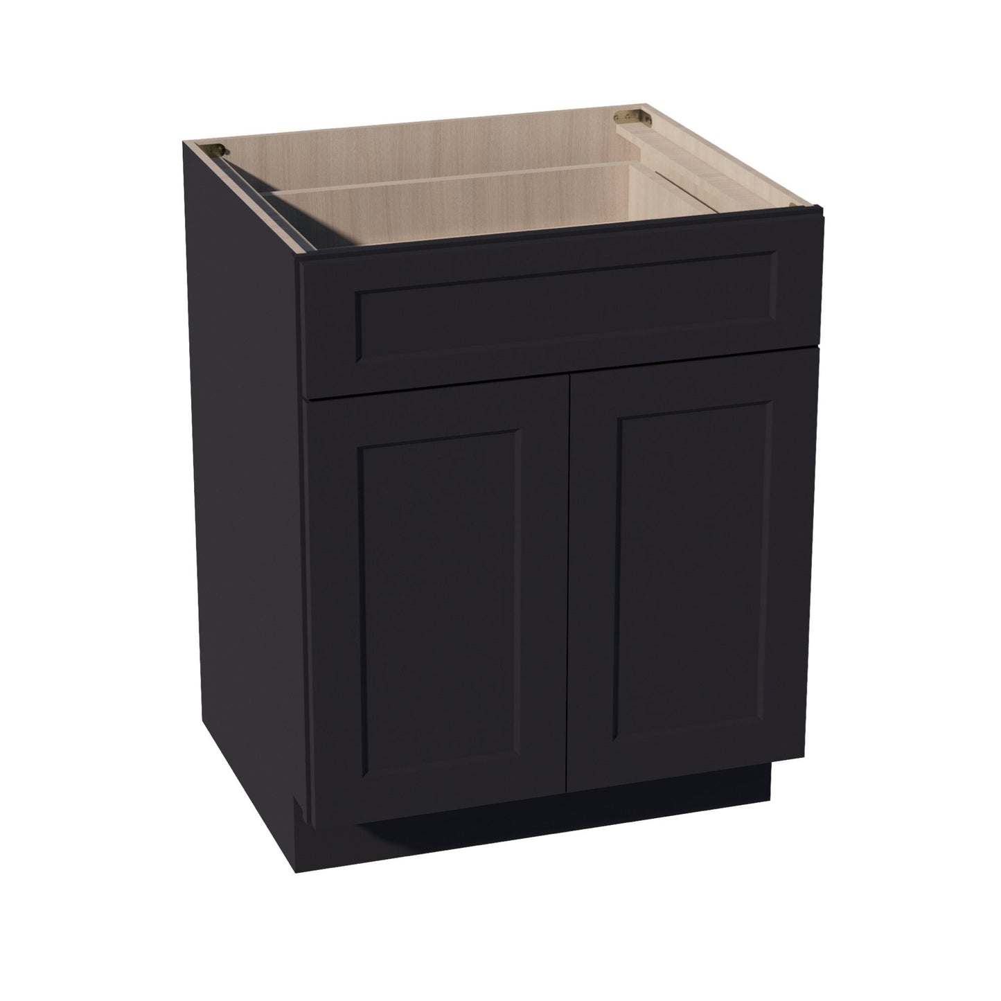 HE - B27: Ebony Black Shaker 27" 1 Drawer 2 Doors Standard Base Cabinet - NextCabinets