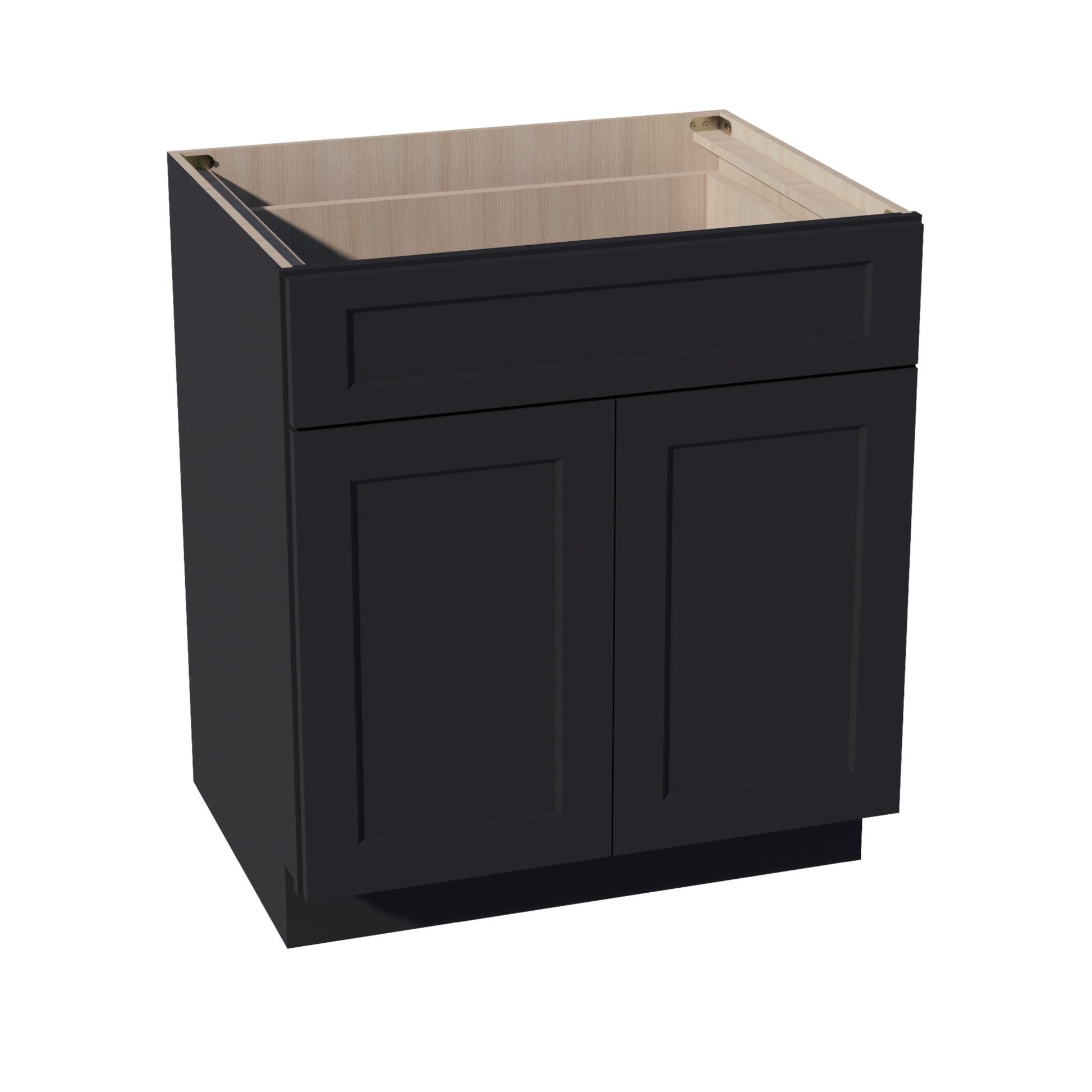 HE - B30: Ebony Black Shaker 30" 1 Drawer 2 Door Standard Base Cabinet - NextCabinets