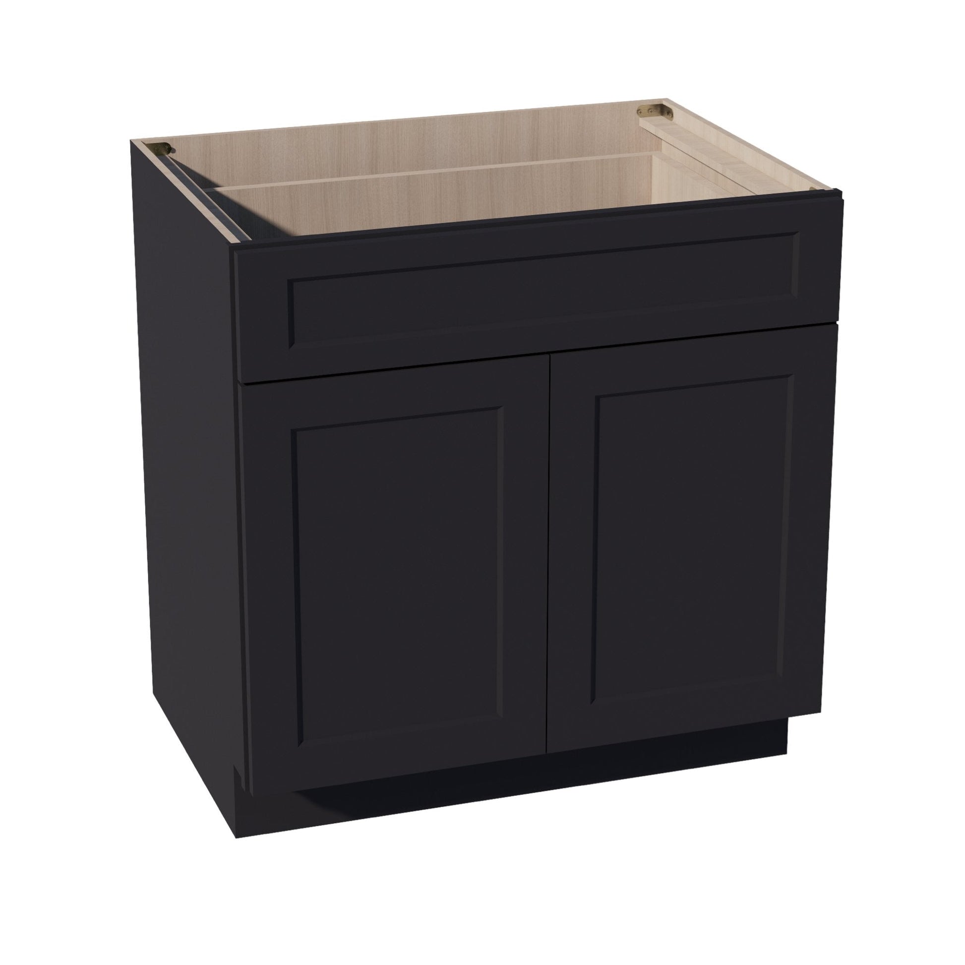 HE - B33: Ebony Black Shaker 33" 1 Drawer 2 Doors Standard Base Cabinet - NextCabinets
