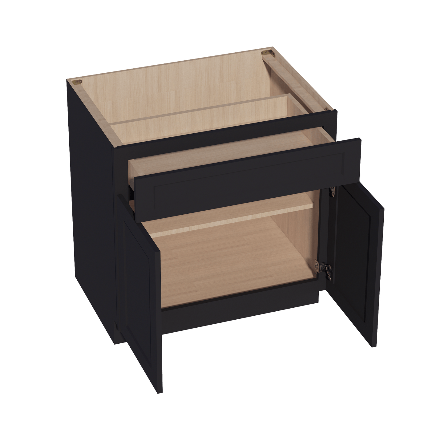 HE - B33: Ebony Black Shaker 33" 1 Drawer 2 Doors Standard Base Cabinet - NextCabinets